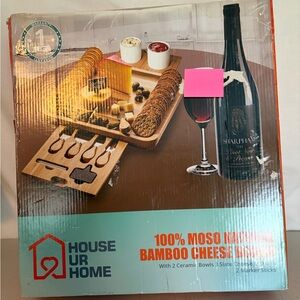 100% Moso Natural Bamboo Cheese Board Set HOUSE UR HOME